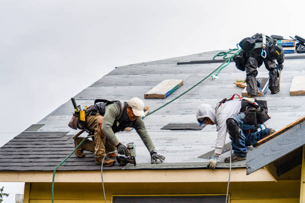 Professional Gutter Installation technician working in Hamilton, MI